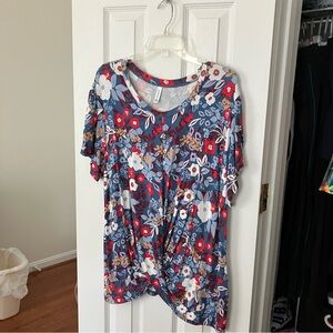 Amazon Addtoo Floral Twist Hem Short Sleeve Tunic